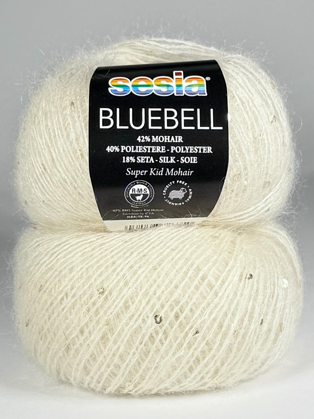 Sesia Bluebell Mohairgarn mit Pailletten Creme 9080